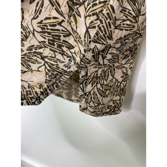 Vintage FLAX Joanne Engelhart Tunic Blouse Botanical Leaves Vtg Cream Brown‎ S - Picture 9 of 11